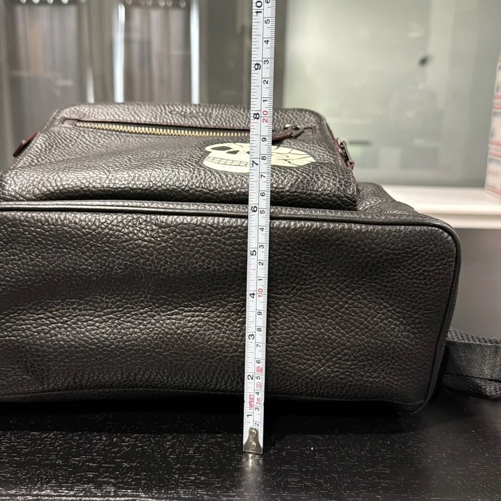 Coach Black Leather Backpack with Skull and Eagle
